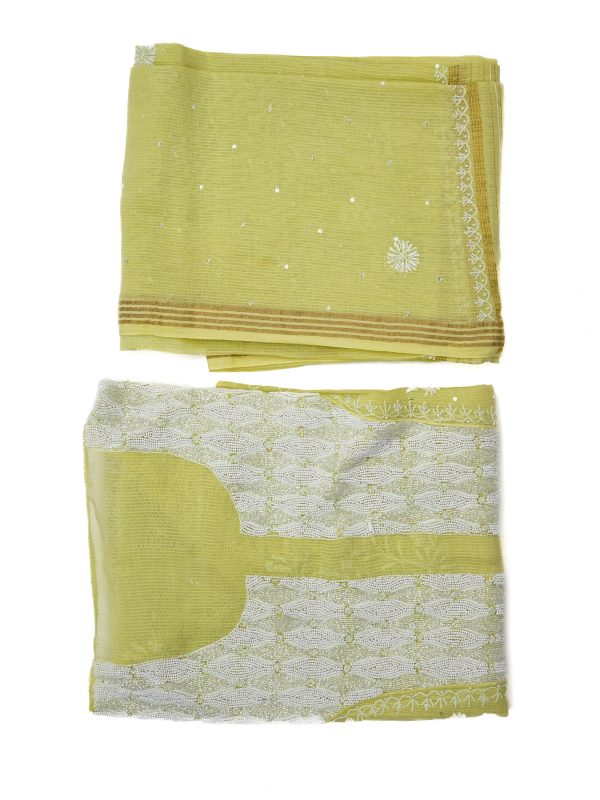 Maysarah Lucknowi | Lemon Green | Stitched | Festival wear | Kurta Dupatta Style | 1 pc set