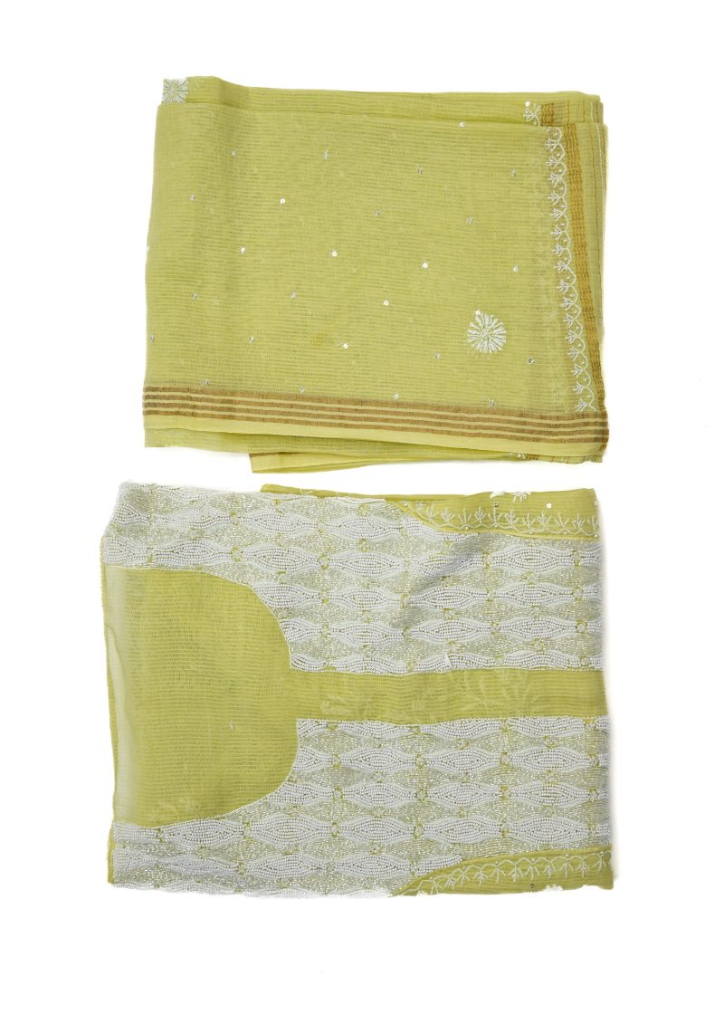 Maysarah Lucknowi | Lemon Green | Stitched | Festival wear | Kurta Dupatta Style | 1 pc set