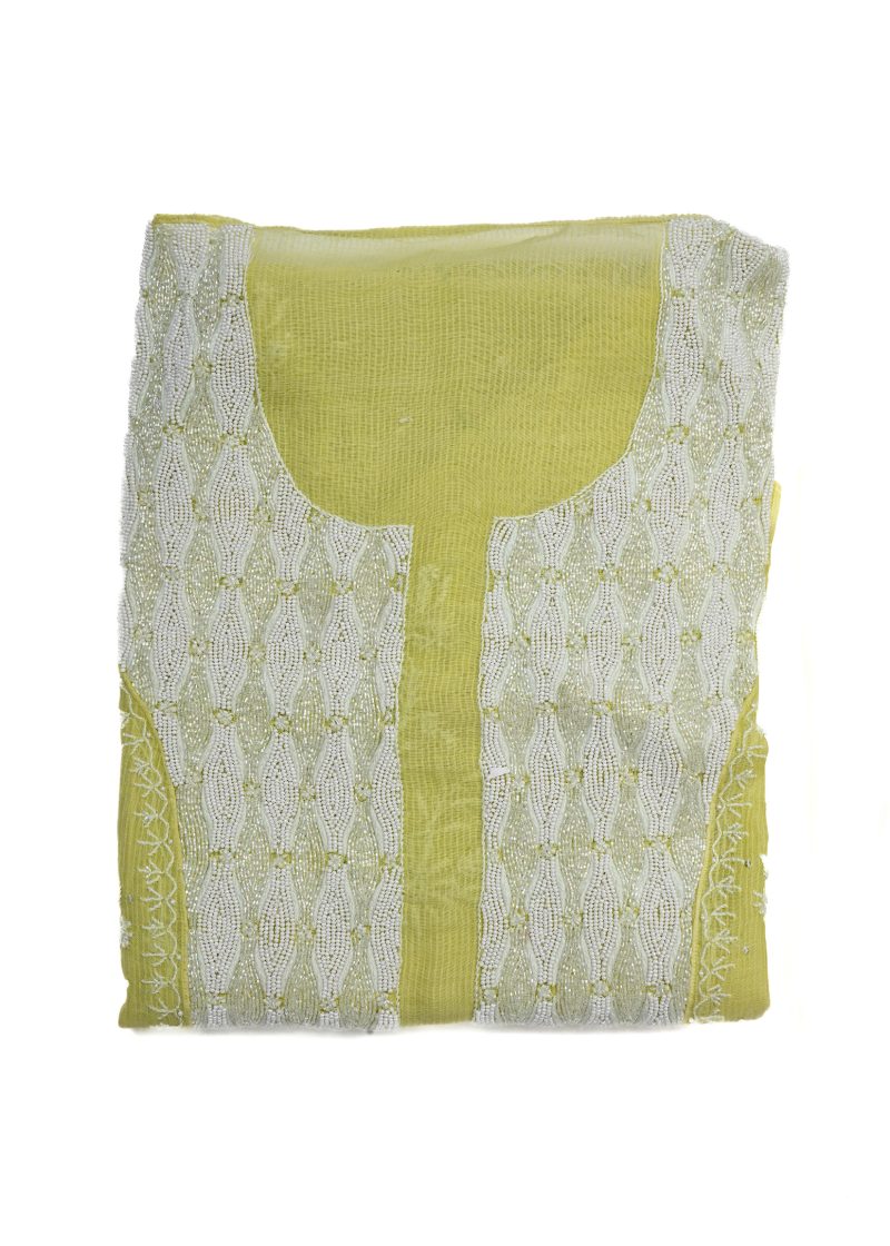 Maysarah Lucknowi | Lemon Green | Stitched | Festival wear | Kurta Dupatta Style | 1 pc set