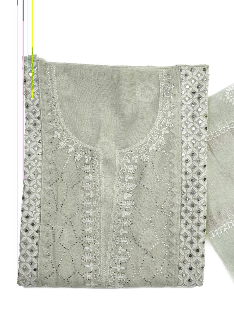 Maysarah Lucknowi | Sea Green | Semi stitched | Festival wear | Kurta Dupatta Style | 2 pc set