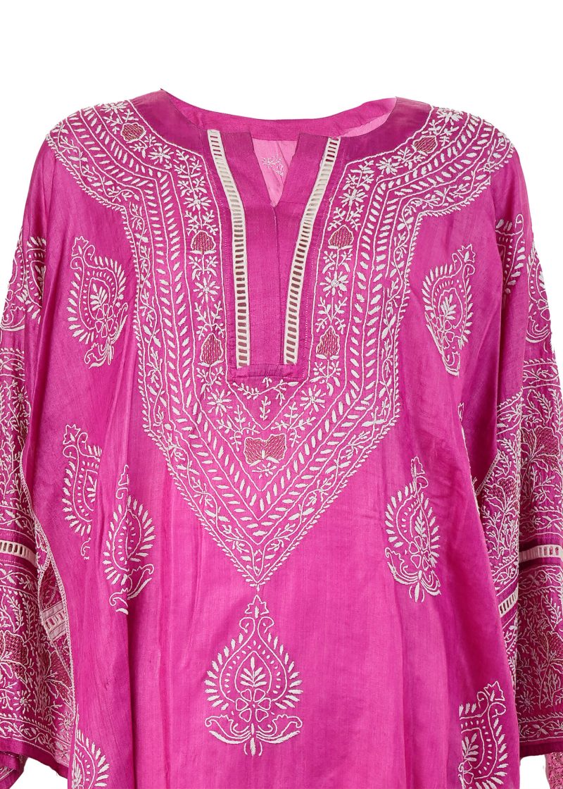 Maysarah Lucknowi | Hot Pink | Semi stitched | Festival wear | Kurta Dupatta Style | 2 pc set