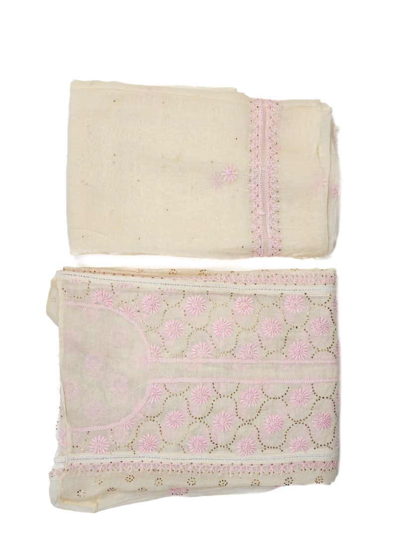 Maysarah Lucknowi | Off White | Semi stitched | Festival wear | Kurta Dupatta Style | 2 pc set