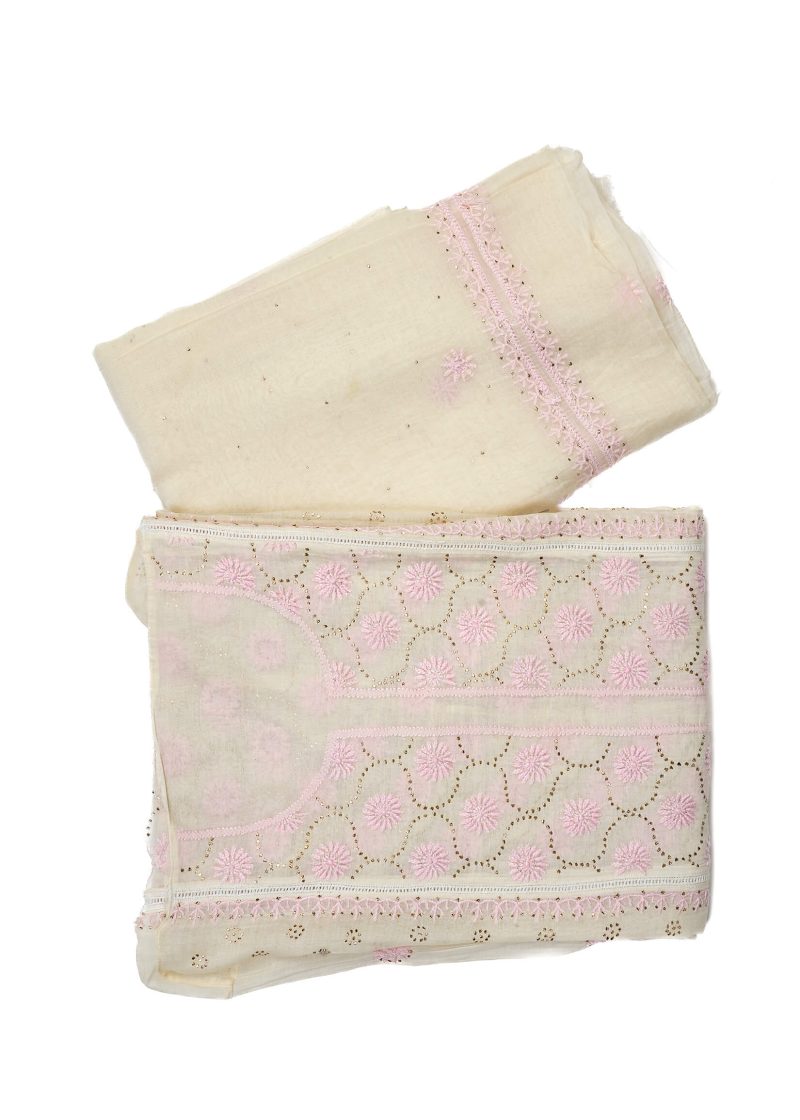 Maysarah Lucknowi | Off White | Semi stitched | Festival wear | Kurta Dupatta Style | 2 pc set