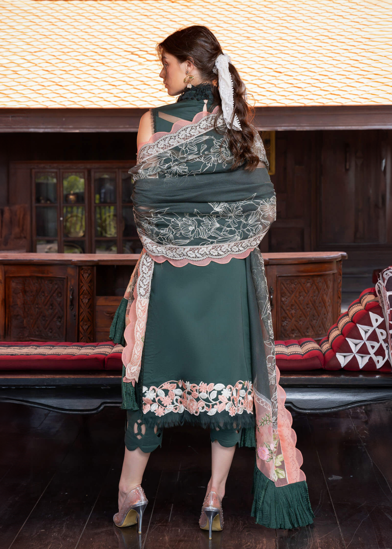 Asifa & Nabeel Lawn | Dark Green | Unstitched | Party wear | Digital printed dupatta on polly silk | CHARISMA RRL-03