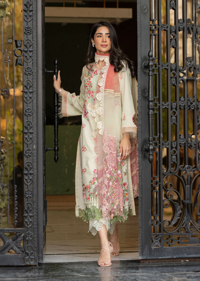 Asifa & Nabeel Lawn | Tea Green | Unstitched | Party wear | Digital printed dupatta on polly silk | SERENE RRL-07