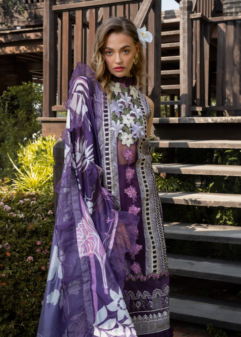 Asifa & Nabeel Lawn | Purple | Unstitched | Party wear | Digital printed dupatta on polly silk | DAZZLE RRL-12