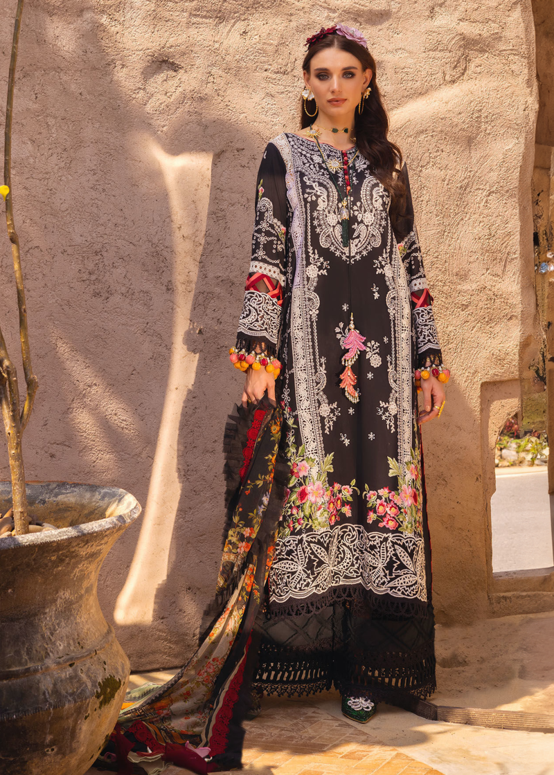 Annus Abrar Neroli Luxury Lawn | Black | Unstitched | Party wear | Digitally Printed Chiffon dupatta | Ayla 01