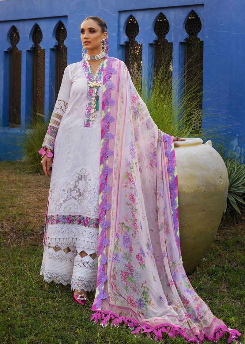 Annus Abrar Neroli Luxury Lawn | White | Unstitched | Party wear | Digitally Printed Chiffon dupatta | Sofi 02