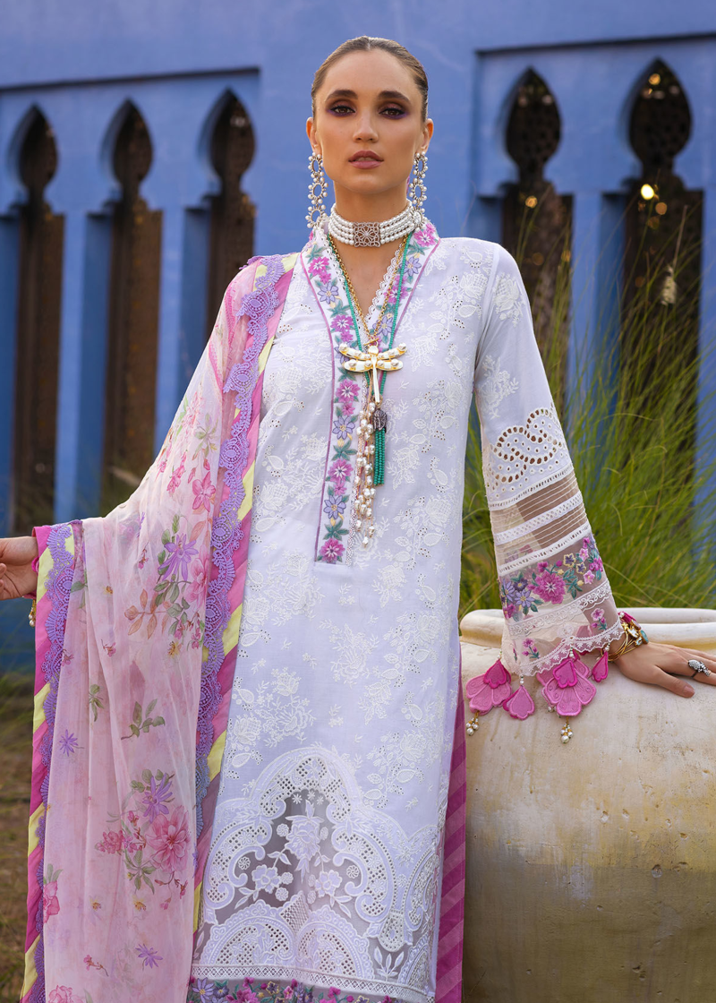 Annus Abrar Neroli Luxury Lawn | White | Unstitched | Party wear | Digitally Printed Chiffon dupatta | Sofi 02