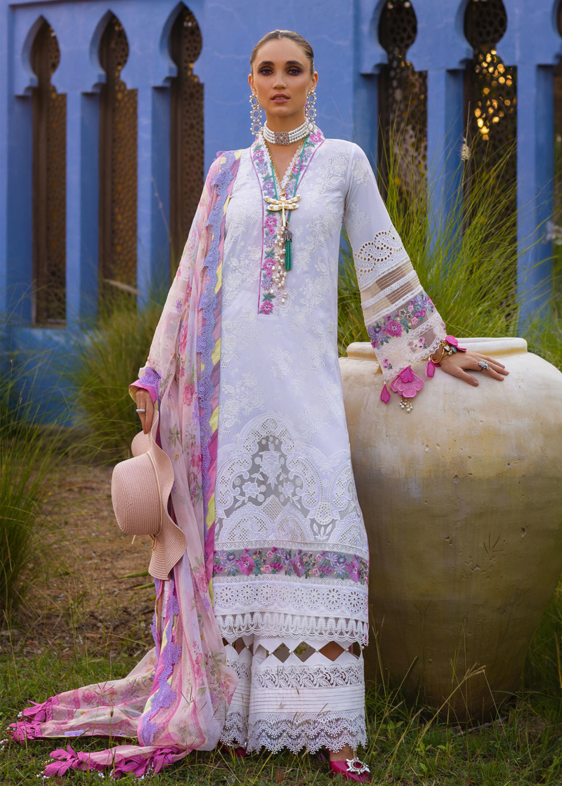 Annus Abrar Neroli Luxury Lawn | White | Unstitched | Party wear | Digitally Printed Chiffon dupatta | Sofi 02