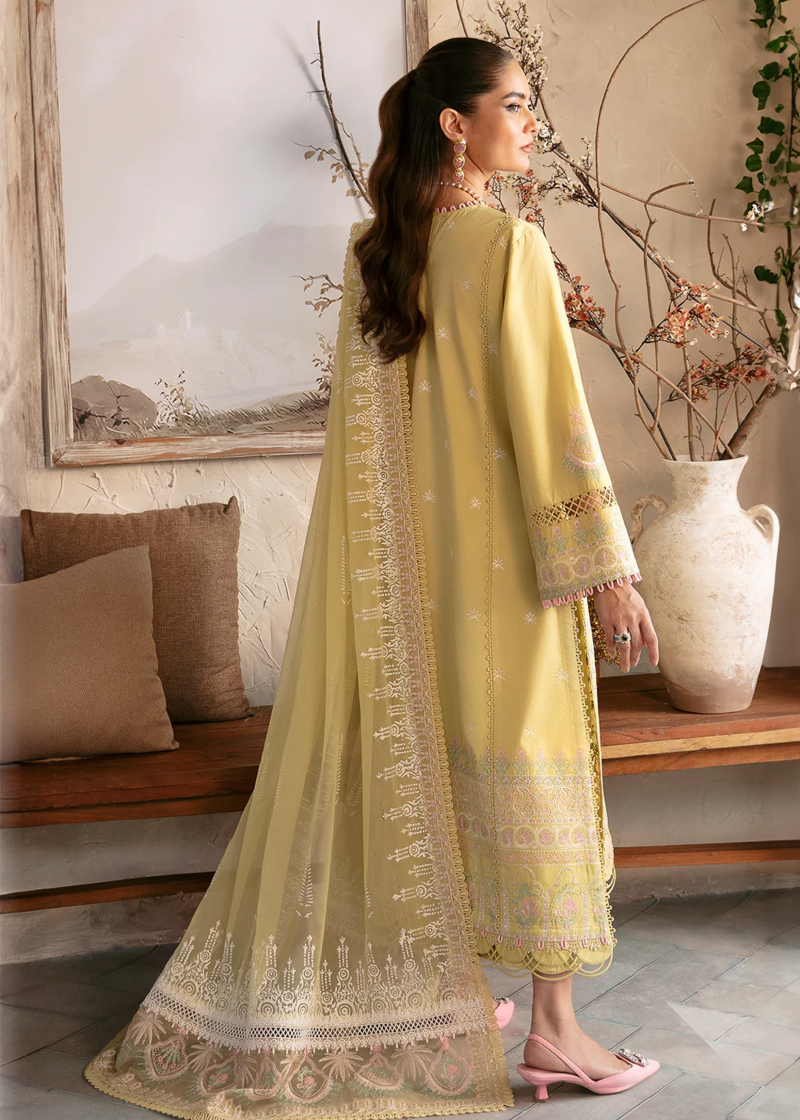 Afrozeh CASCADE Luxury Lawn | Lime | Unstitched | Party wear | Organza embroidered Dupatta | Liliana 662
