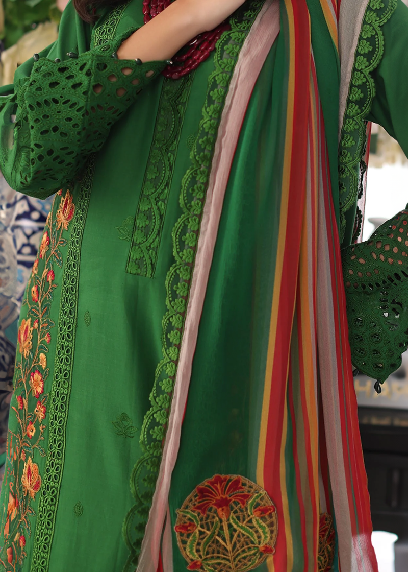 Charizma TABEER Lawn | Dark Green | Unstitched | Party wear | Printed Chiffon Dupatta | CT4-01