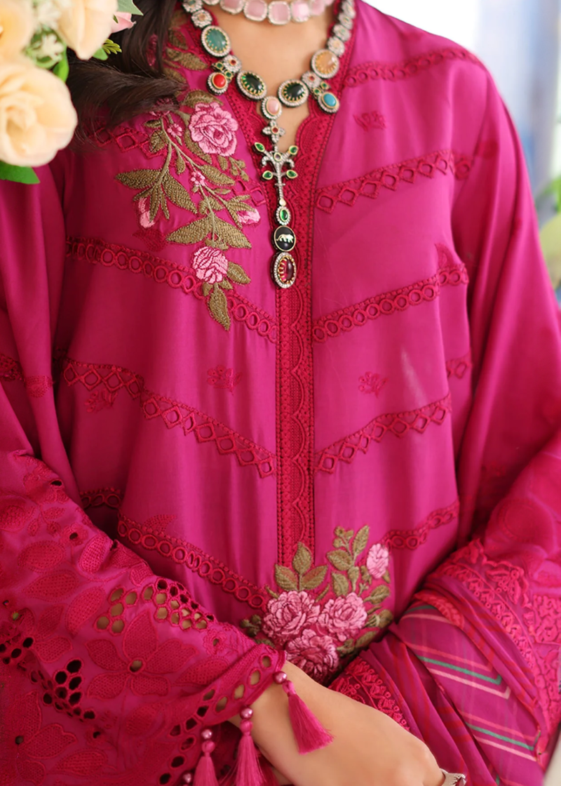 Charizma TABEER Lawn | Pink | Unstitched | Party wear | Printed Chiffon Dupatta | CT4-07