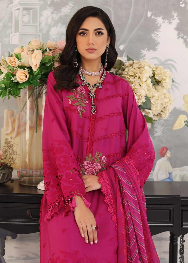 Charizma TABEER Lawn | Pink | Unstitched | Party wear | Printed Chiffon Dupatta | CT4-07