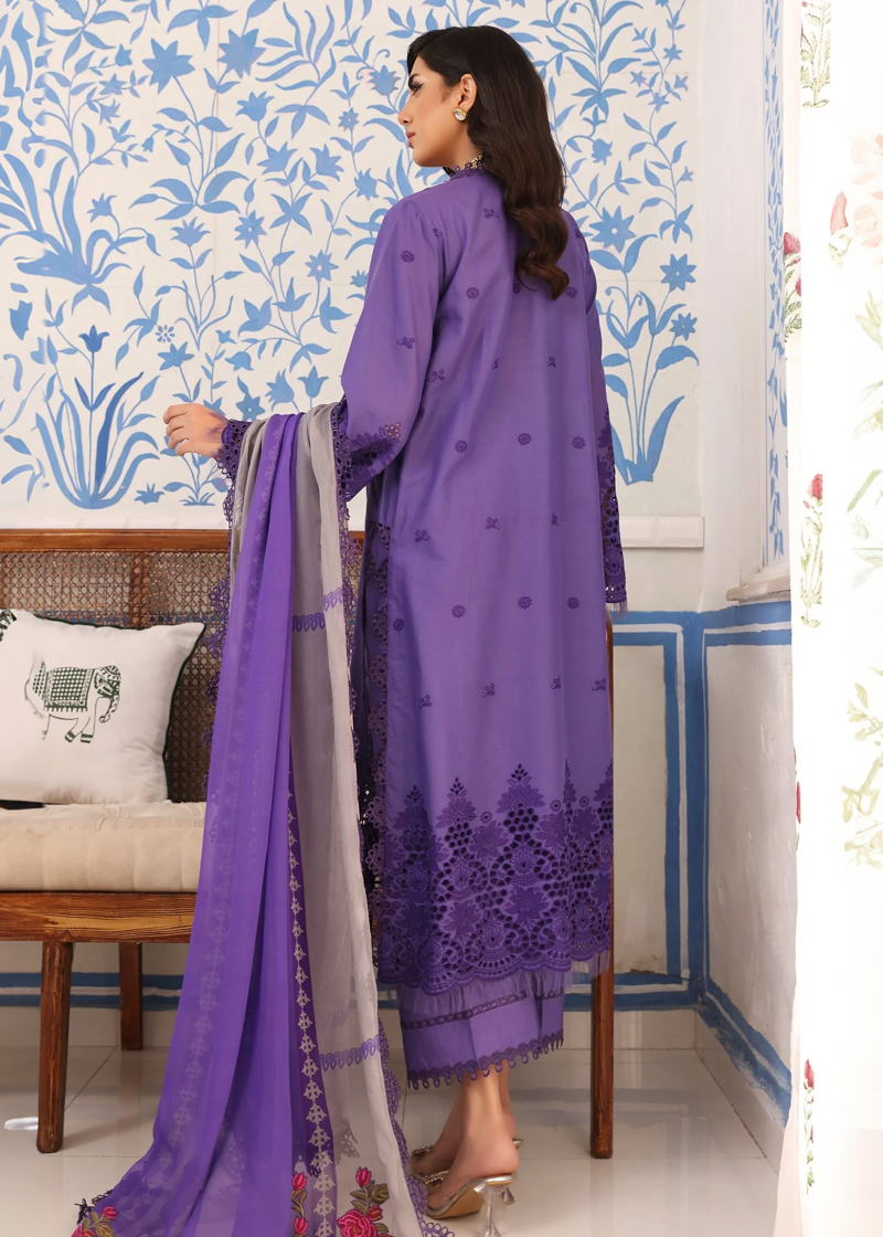 Charizma TABEER Lawn | Purple | Unstitched | Party wear | Printed Chiffon Dupatta | CT4-08