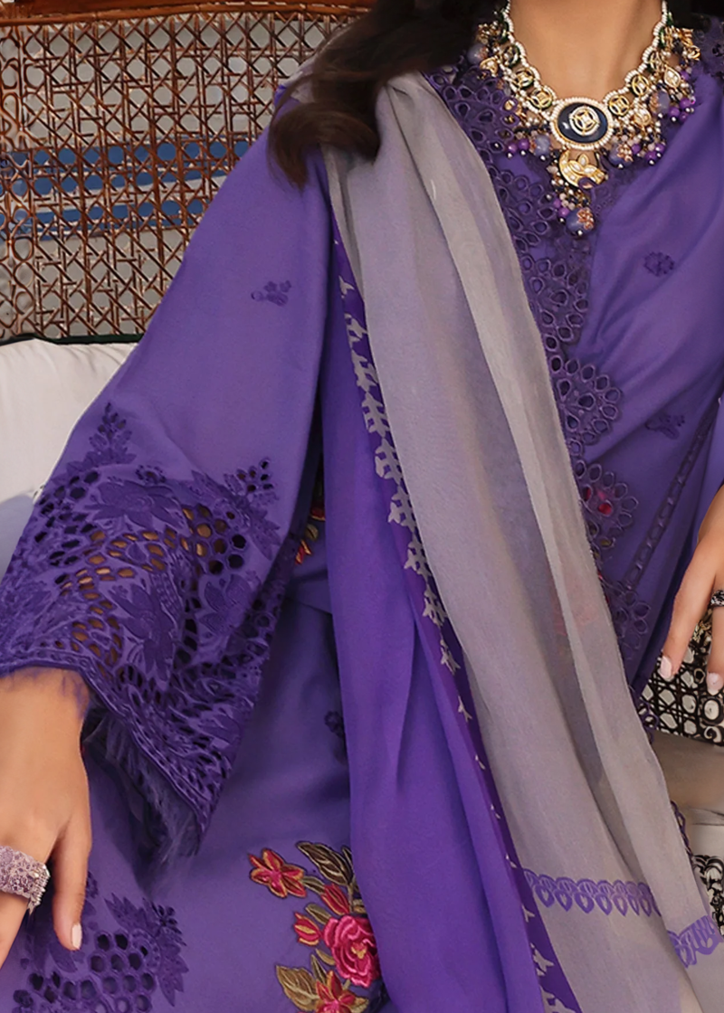 Charizma TABEER Lawn | Purple | Unstitched | Party wear | Printed Chiffon Dupatta | CT4-08