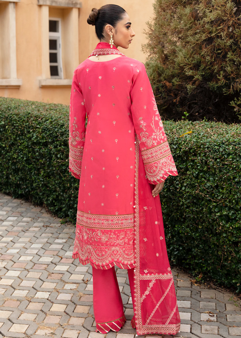 Gulaal Luxury Lawn | Coral Pink | Unstitched | Party wear | Chiffon Dupatta embroidered | ALESSIA GL-LL-24V1-06