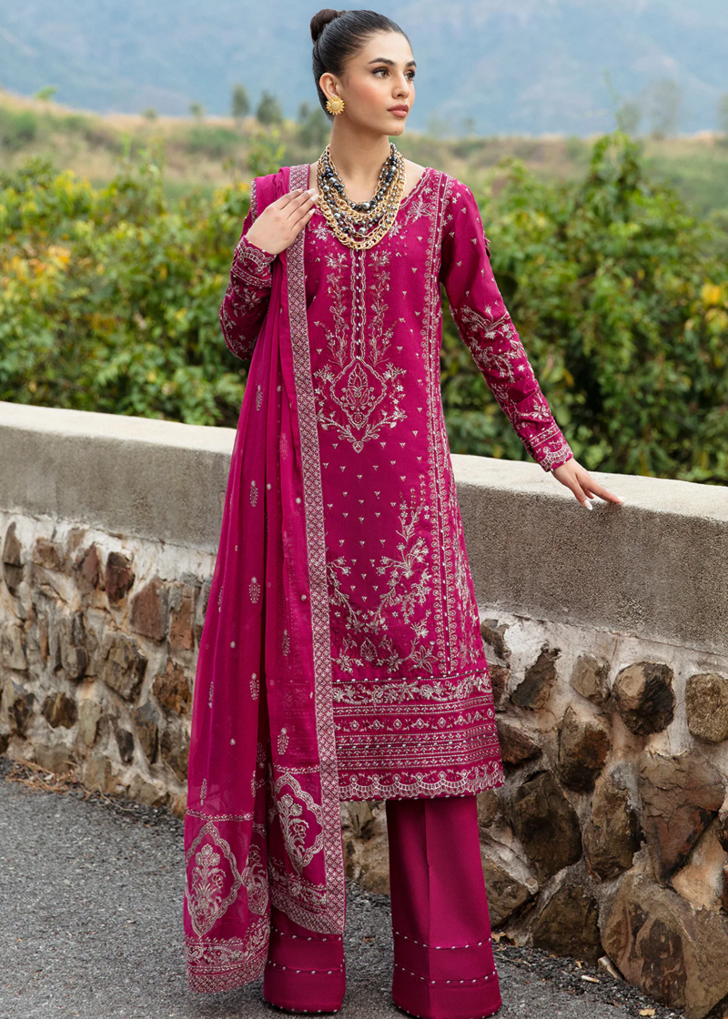 Gulaal Luxury Lawn | Burgundy | Unstitched | Party wear | Chiffon Dupatta embroidered | ARMERIA GL-LL-24V1-02
