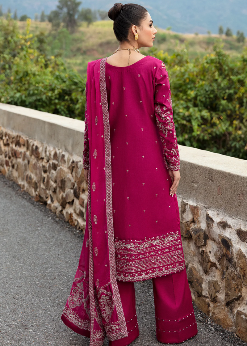 Gulaal Luxury Lawn | Burgundy | Unstitched | Party wear | Chiffon Dupatta embroidered | ARMERIA GL-LL-24V1-02