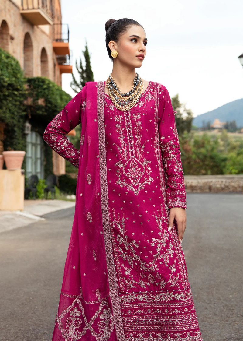 Gulaal Luxury Lawn | Burgundy | Unstitched | Party wear | Chiffon Dupatta embroidered | ARMERIA GL-LL-24V1-02