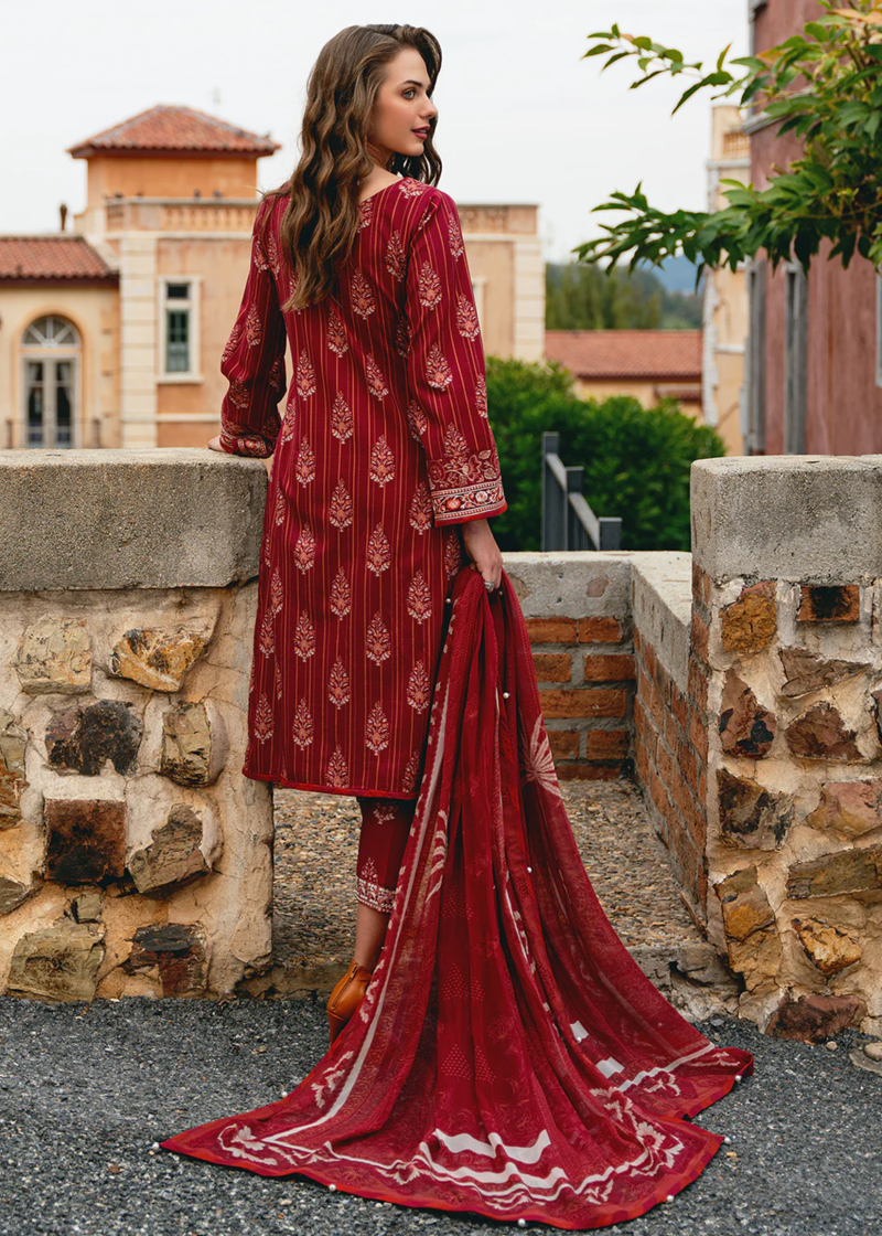 Gulaal Luxury Lawn | Maroon | Unstitched | Party wear | Chiffon Dupatta embroidered | VEZELAY GL-L-24V2-08
