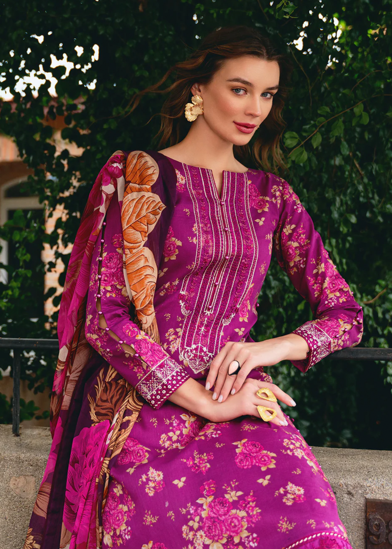 Gulaal Luxury Lawn | Magenta | Unstitched | Party wear | Chiffon Dupatta embroidered | VIENNE GL-L-24V2-04