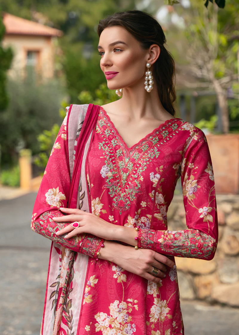 Gulaal Luxury Lawn | Salmon Pink | Unstitched | Party wear | Chiffon Dupatta embroidered | MARBELLA GL-L-24V2-06