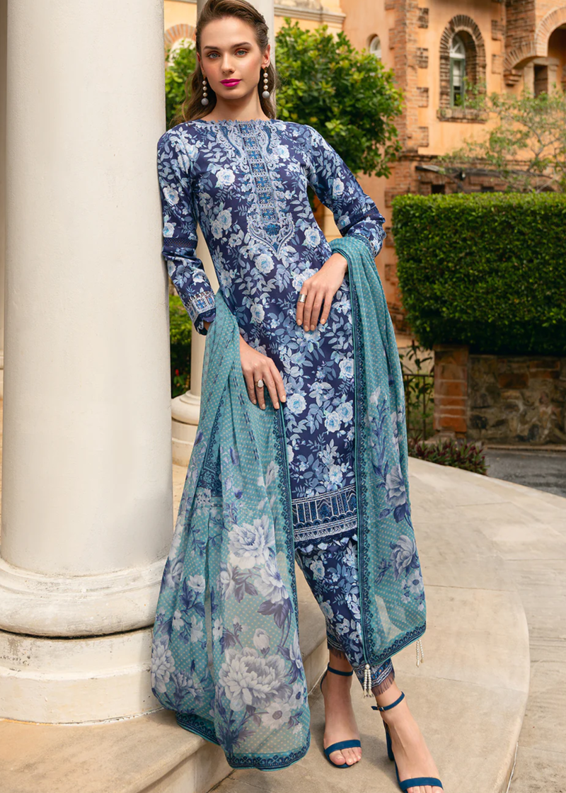 Gulaal Luxury Lawn | Purple | Unstitched | Party wear | Chiffon Dupatta embroidered | OLVERA GL-L-24V2-07