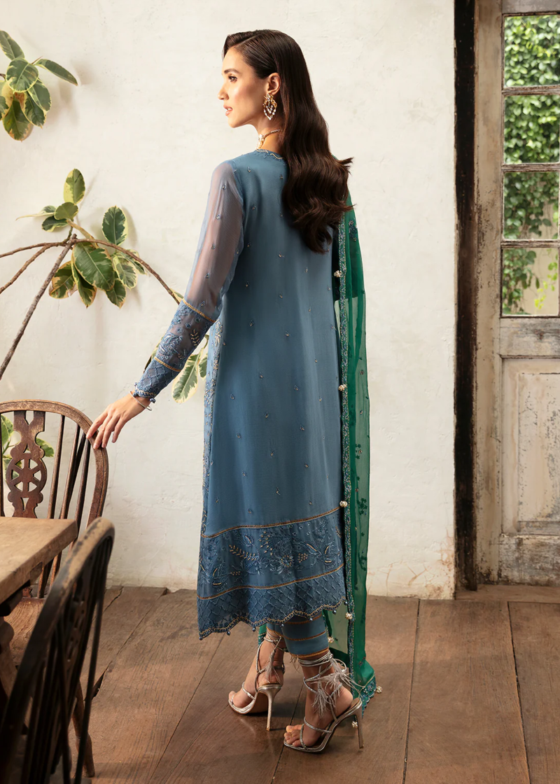 Gulaal Chiffon | Blue | Unstitched | Party wear | Chiffon Dupatta embroidered | HELIA GL-EC-24V1-02