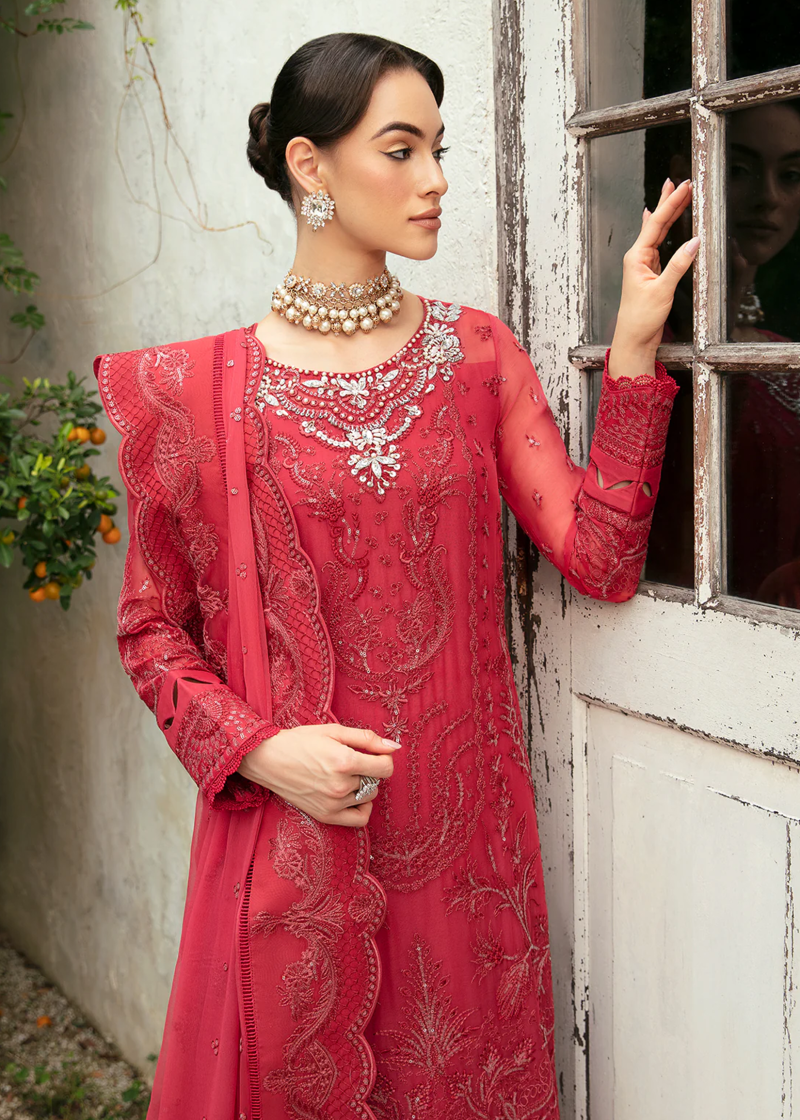 Gulaal Chiffon | Red | Unstitched | Party wear | Chiffon Dupatta embroidered | ULMARIA GL-EC-24V1-03