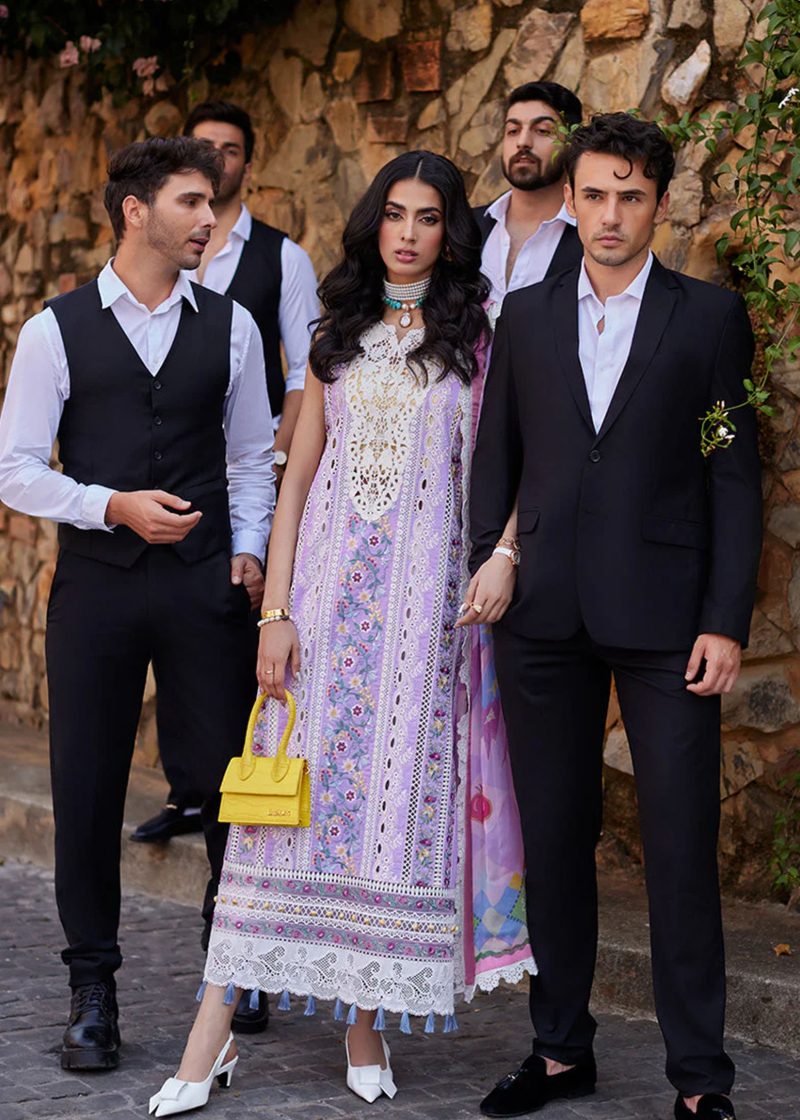 Mushq Luxury Lawn Te amo | Lavander | Unstitched | Party wear | Digital print pure chiffon dupatta | Amalfi Alure MSL2416