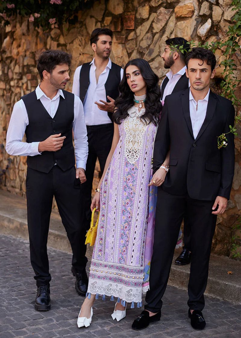 Mushq Luxury Lawn Te amo | Lavander | Unstitched | Party wear | Digital print pure chiffon dupatta | Amalfi Alure MSL2416