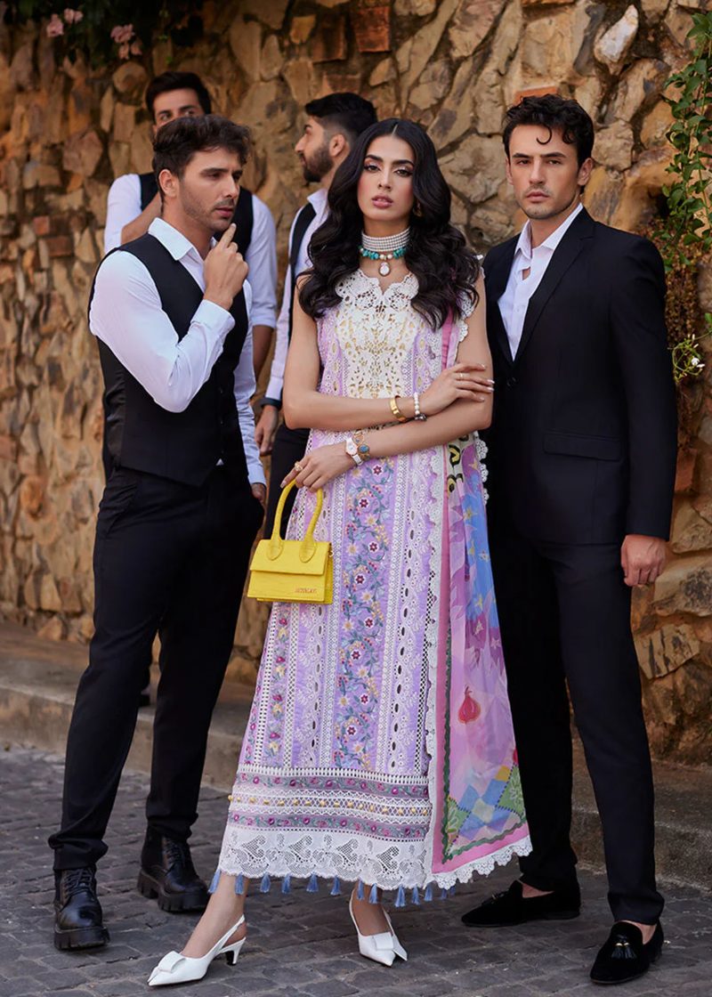 Mushq Luxury Lawn Te amo | Lavander | Unstitched | Party wear | Digital print pure chiffon dupatta | Amalfi Alure MSL2416