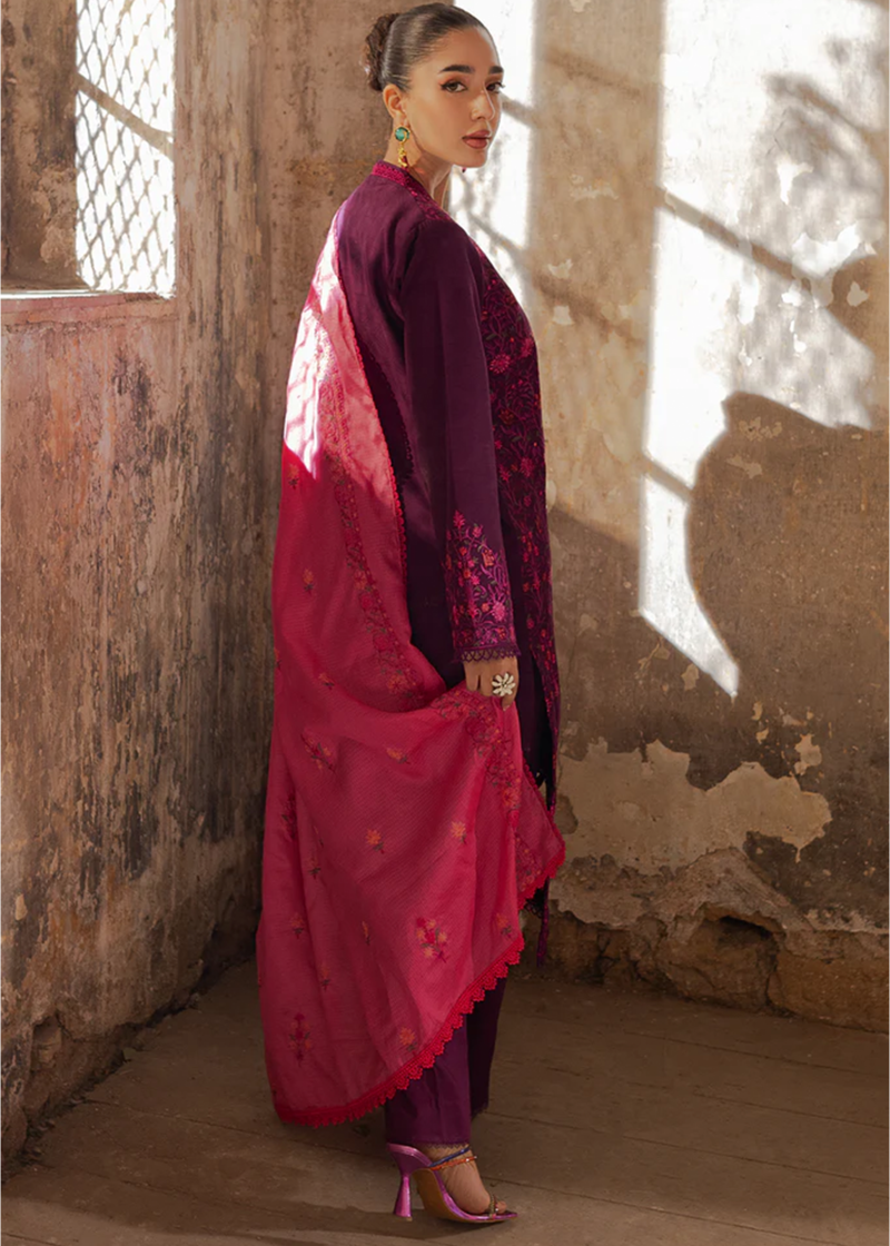 RajBari Lawn | Purple | Unstitched | Party wear | embroidered Fancy Dupatta | 1-B