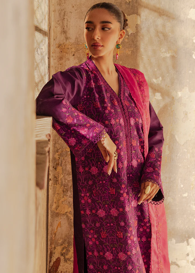 RajBari Lawn | Purple | Unstitched | Party wear | embroidered Fancy Dupatta | 1-B
