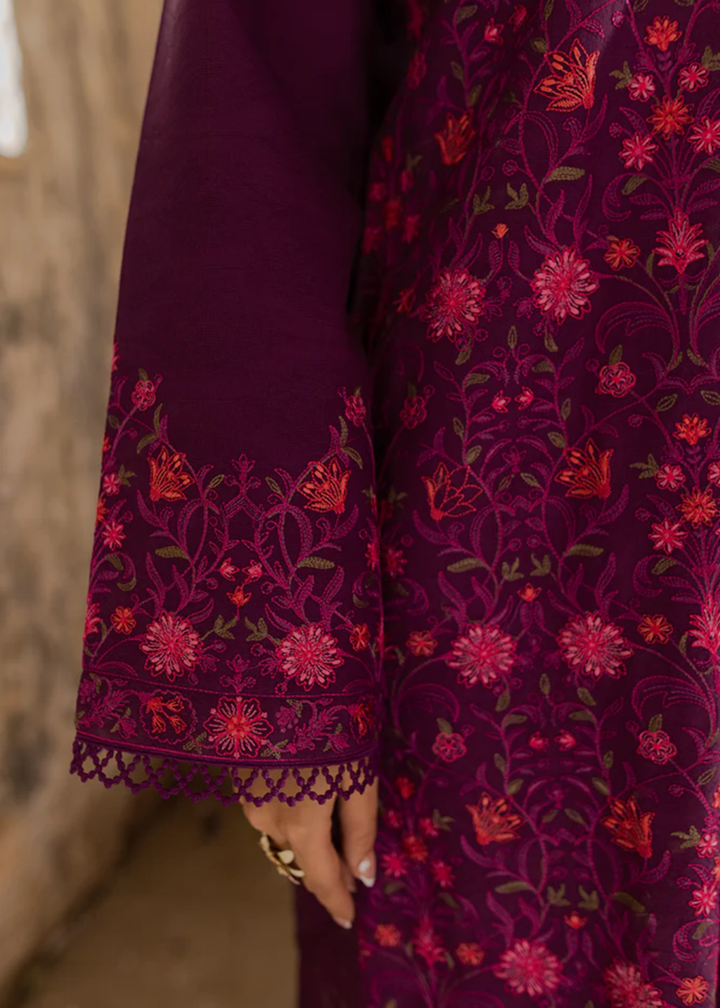 RajBari Lawn | Purple | Unstitched | Party wear | embroidered Fancy Dupatta | 1-B