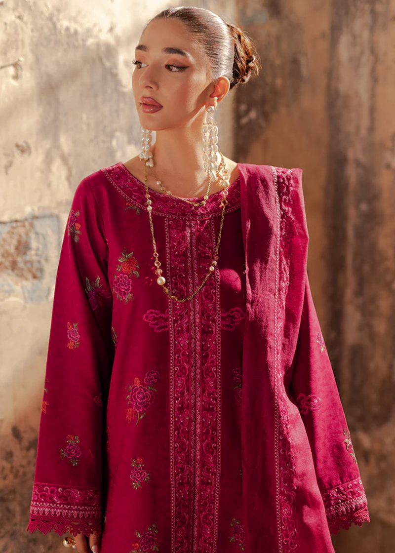 RajBari Lawn | Maroon | Unstitched | Party wear | embroidered Fancy Dupatta | 6-B