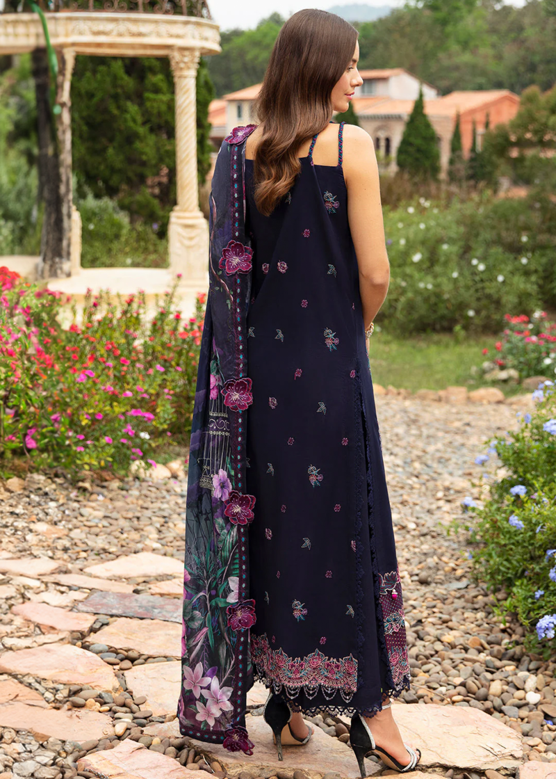 Ramsha Andaaz Luxury Lawn | Navy Blue | Unstitched | Party wear | Digital printed silk dupatta | Z-803