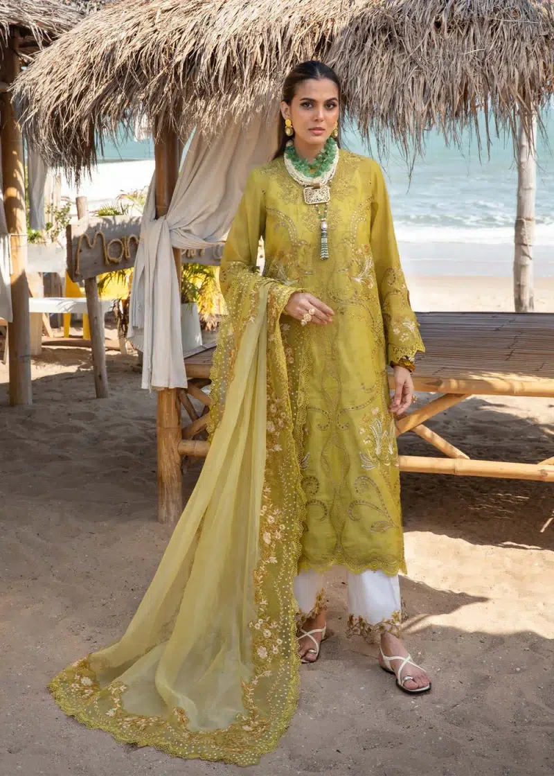 Saira Shakira | Luxury lawn'25 | Samara-a | Lawn | Olive | Embroidered Suit | 3pc