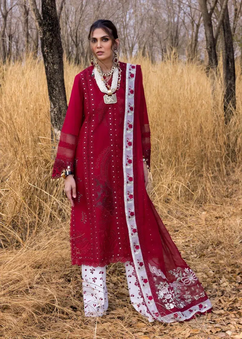 Saira Shakira | Luxury lawn'25 | Shams-a | Lawn | Flame | Embroidered Suit | 3pc