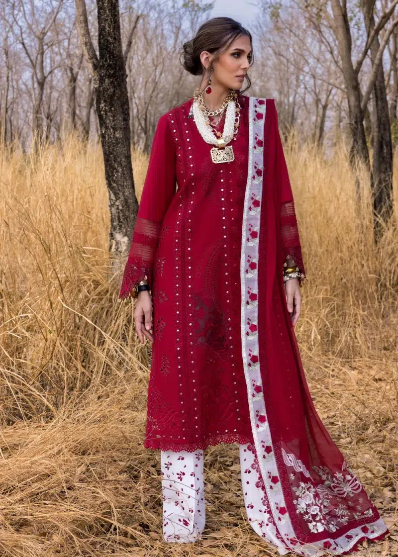 Saira Shakira | Luxury lawn'25 | Shams-a | Lawn | Flame | Embroidered Suit | 3pc
