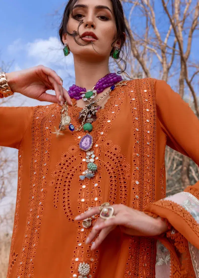 Saira Shakira | Luxury lawn'25 | Shams-b | Lawn | Flame | Embroidered Suit | 3pc