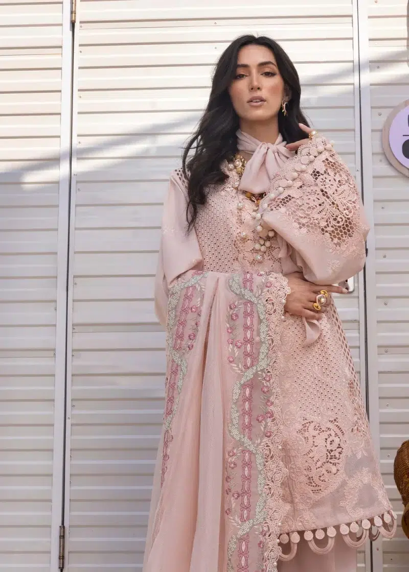 Saira Shakira | Luxury lawn'25 | Leyla-a | Lawn | Salmon pink | Embroidered Suit | 3pc