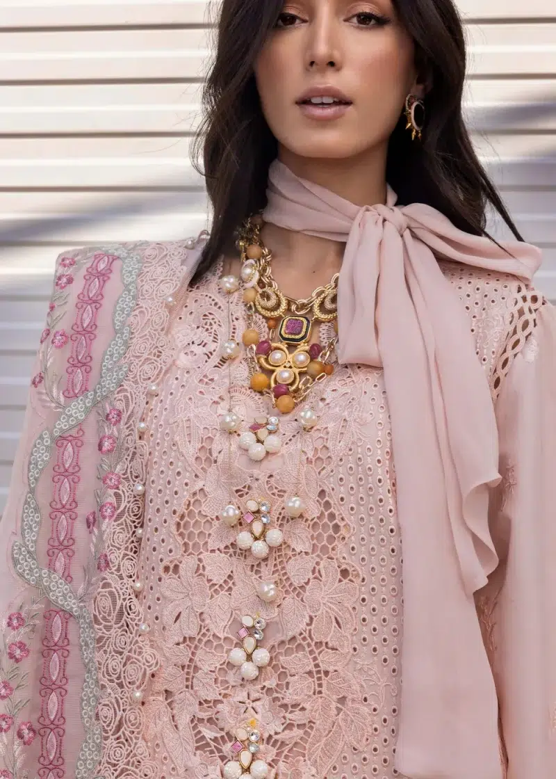 Saira Shakira | Luxury lawn'25 | Leyla-a | Lawn | Salmon pink | Embroidered Suit | 3pc