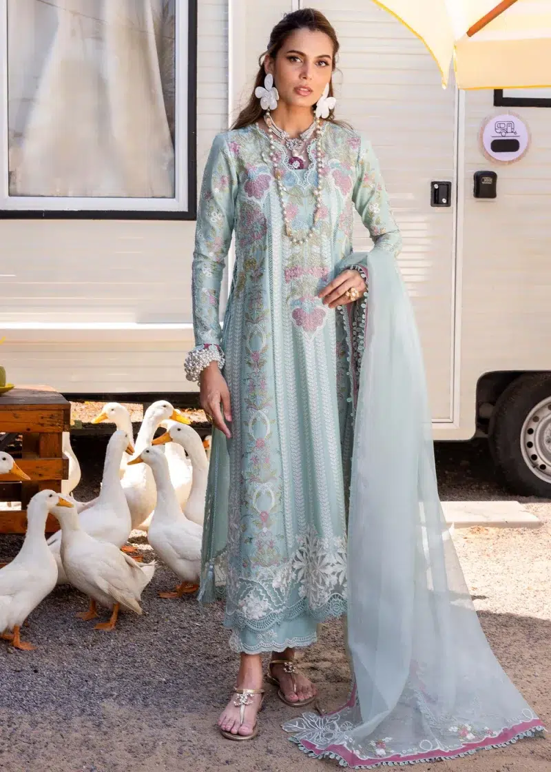 Saira Shakira | Luxury lawn'25 | Dilara-a | Lawn | Sky | Embroidered Suit | 3pc