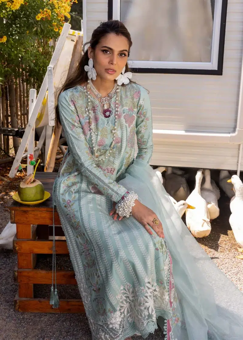Saira Shakira | Luxury lawn'25 | Dilara-a | Lawn | Sky | Embroidered Suit | 3pc