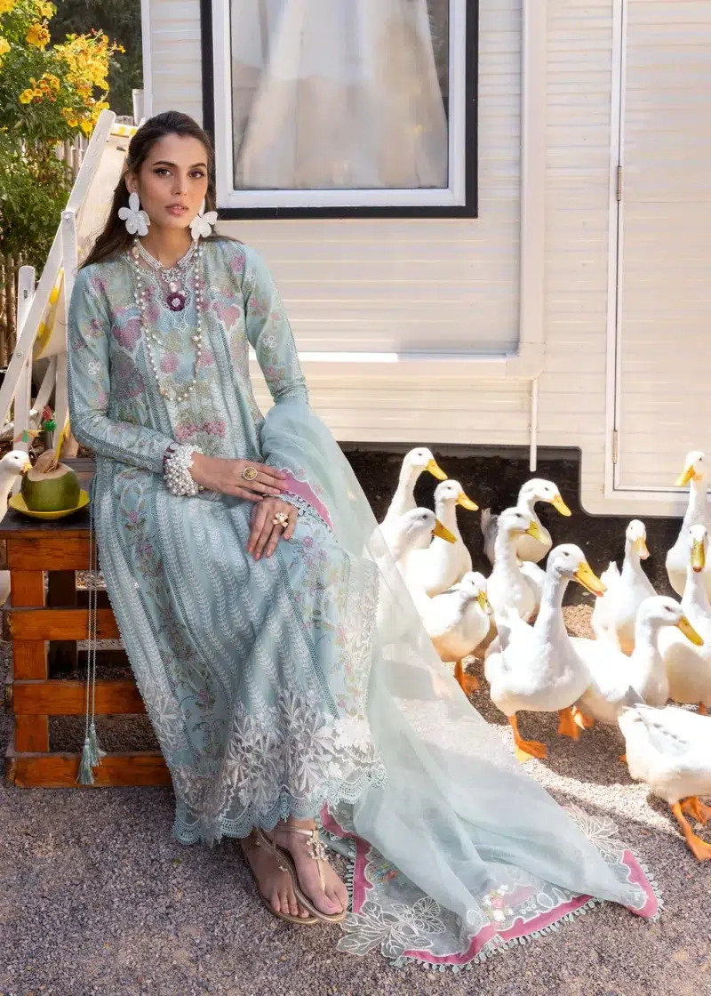 Saira Shakira | Luxury lawn'25 | Dilara-a | Lawn | Sky | Embroidered Suit | 3pc