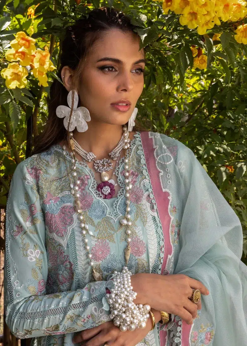 Saira Shakira | Luxury lawn'25 | Dilara-a | Lawn | Sky | Embroidered Suit | 3pc
