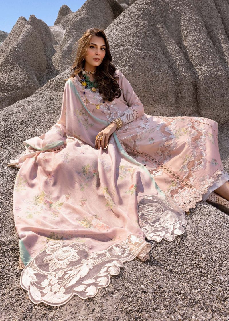 Saira Shakira | Luxury lawn'25 | Serena-b | Lawn | Macaroon | Embroidered Suit | 3pc