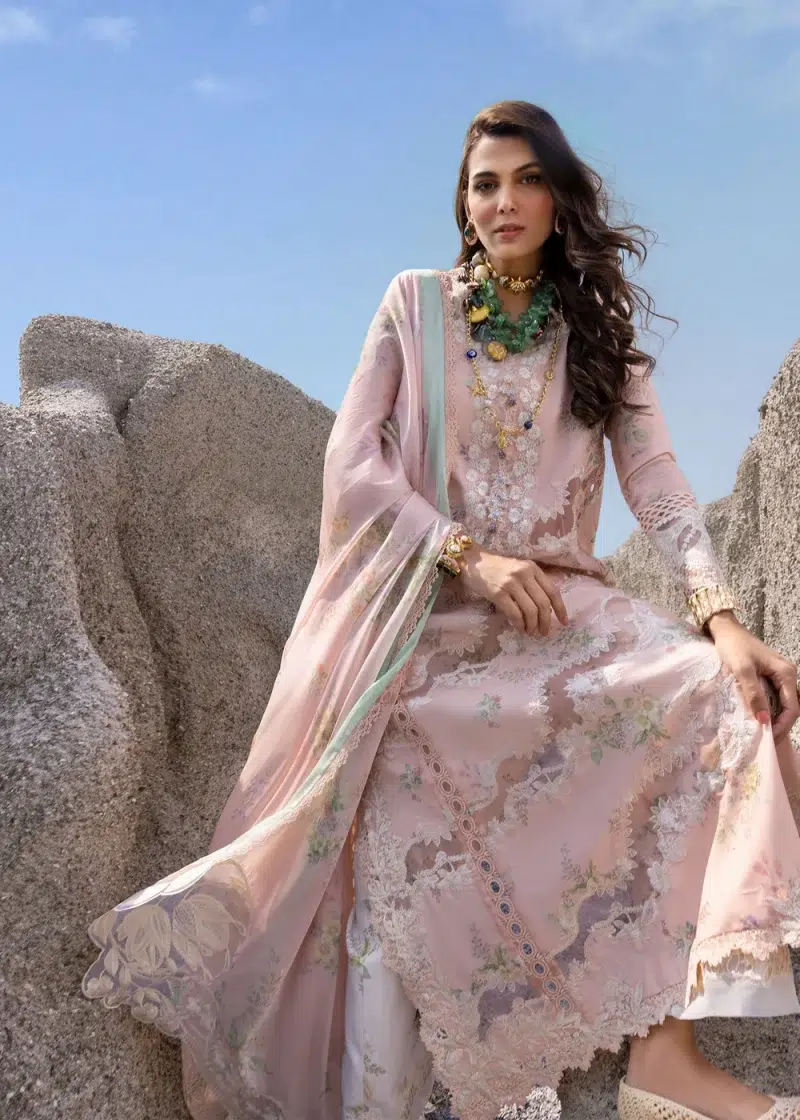 Saira Shakira | Luxury lawn'25 | Serena-b | Lawn | Macaroon | Embroidered Suit | 3pc